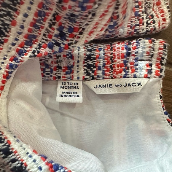 Janie & Jack  Tweed Red White Blue Dress Size 12-18 months - Picture 2 of 2